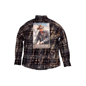 ANGRY MINNOW VINTAGE Flannel Mens M Black Bleached Yellowstone Rip Wheeler Shirt